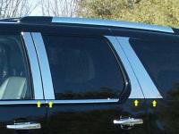 Cadillac Escalade (07-) накладки на стойки дверей из полированной нержавеющей стали, комплект 8 шт.